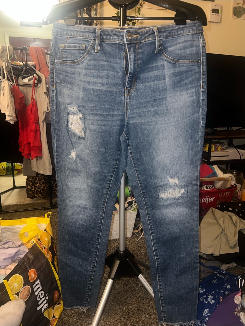Mossimo Supply Co. Women’s Distressed Light Blue Skinny Jeans